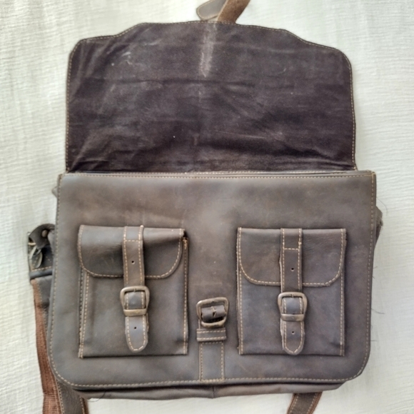 Mex Mates oiled Mexican leather men's messenger briefcase - Picture 2 of 11